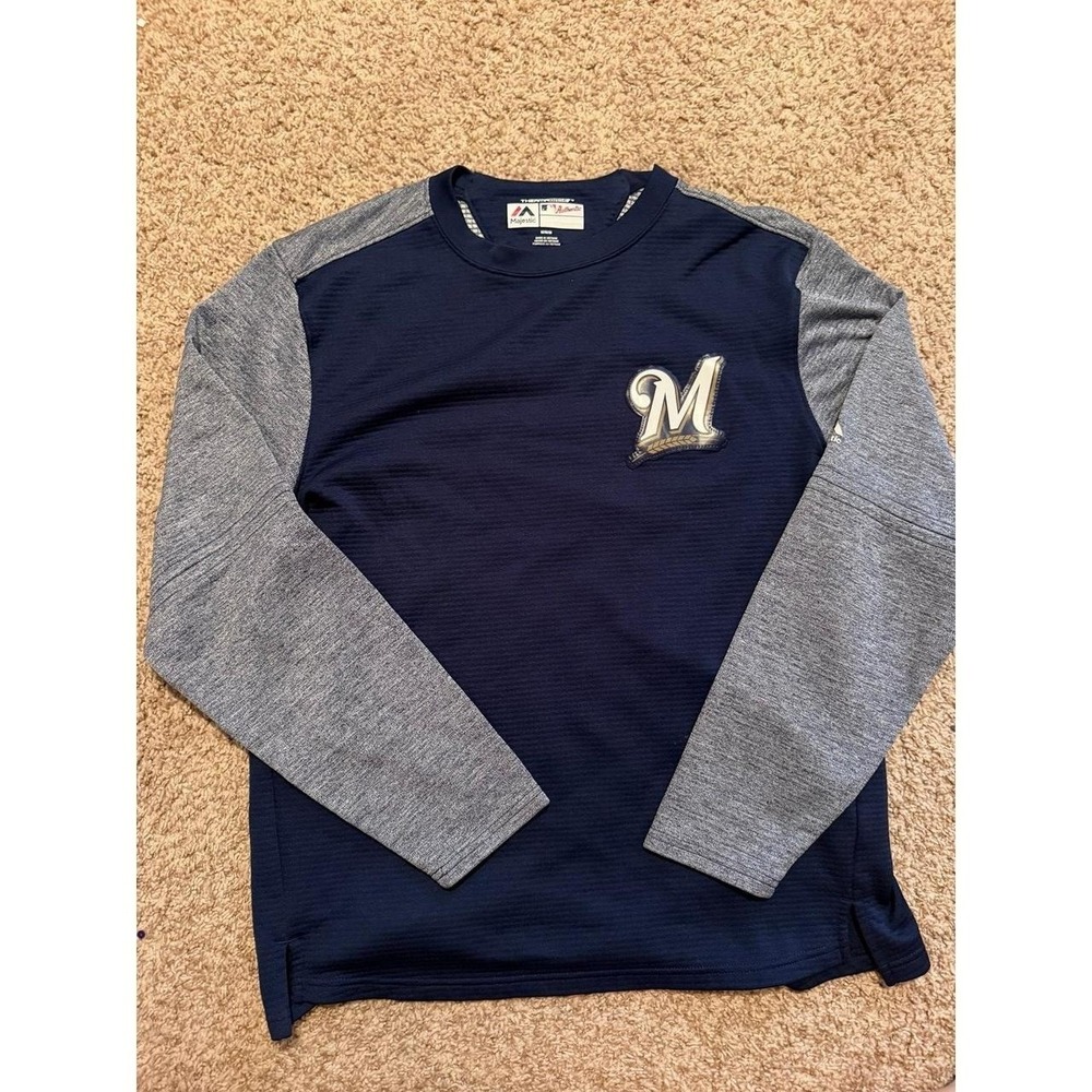 Milwaukee Brewers Majestic Long Sleeve Sweatshirt Pullover